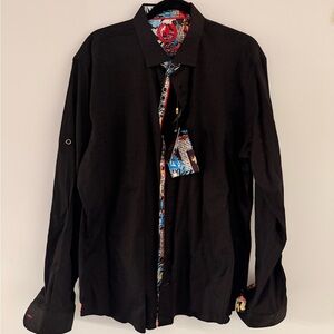Au Noir Black with Comic Print Detail Shirt